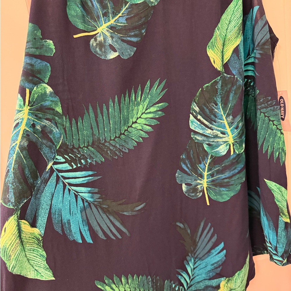 Old Navy Blue and Green Tropical Print Top - Picture 4 of 8